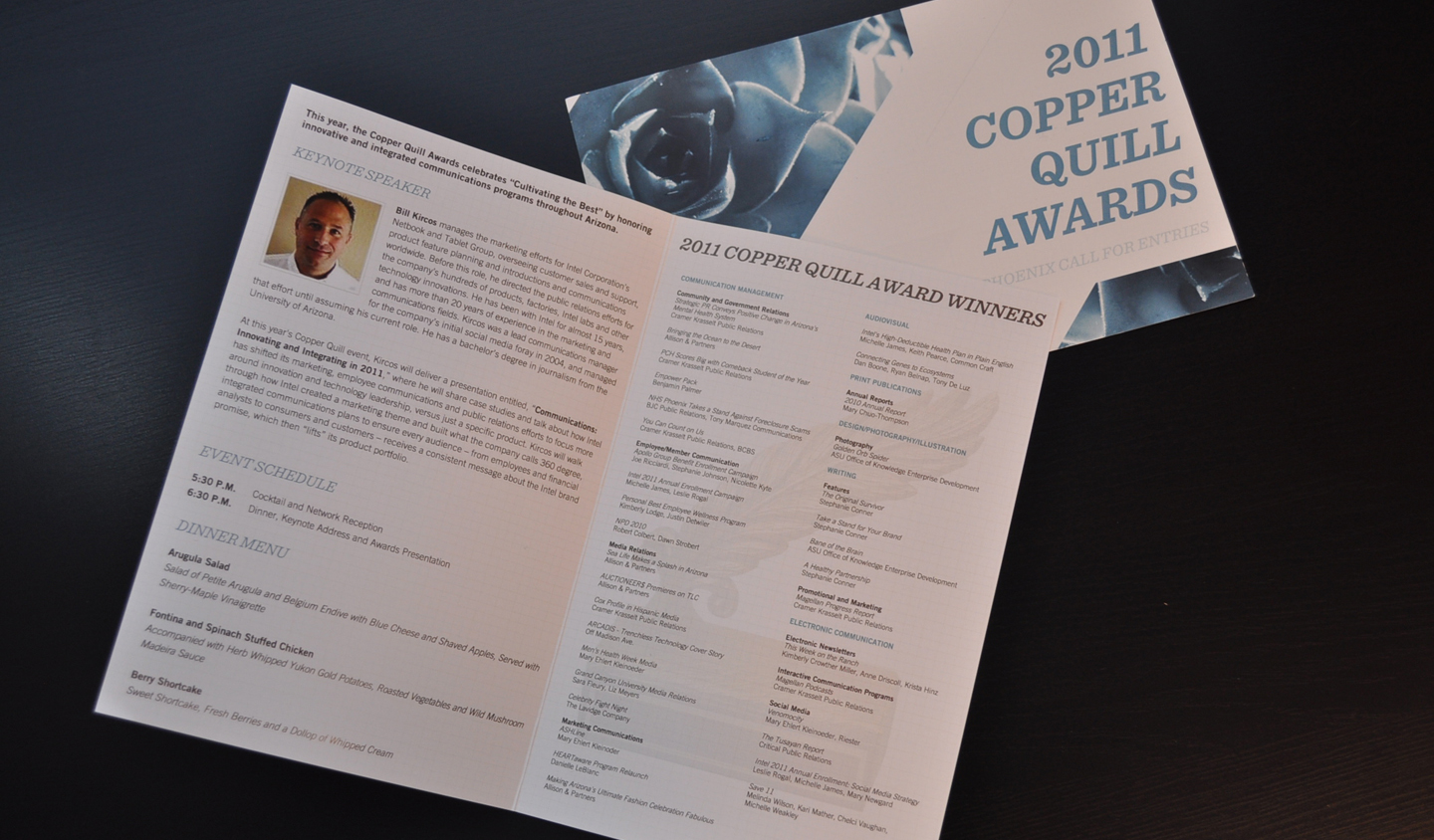 IABC PHX Copper Quills Invite and Program by Liquis Design